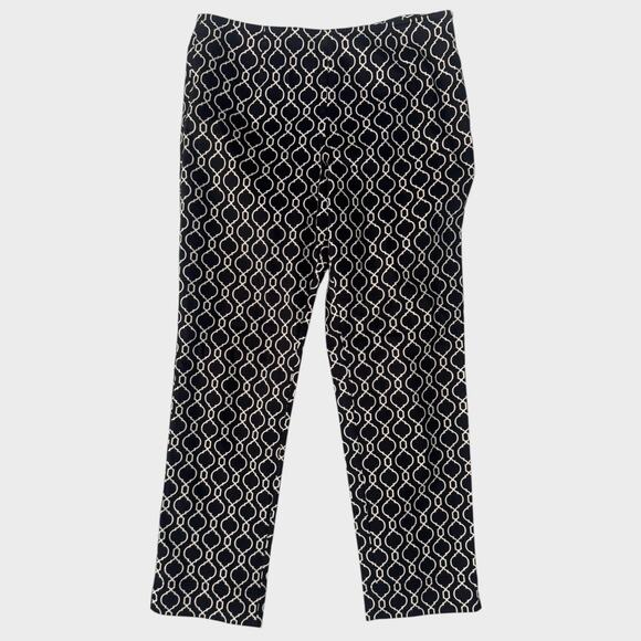Charter Club Pant Shop Size 8 Black White Pattern Pants Cotton Spandex - Picture 1 of 7
